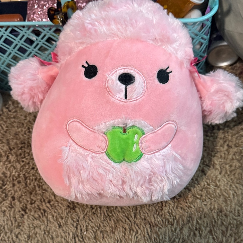 Squishmallows Pink Poodle with Green Apple